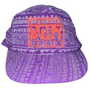 Vintage 1980s/90s Purple Wild Print Lightning BOLT Sport Snapback Hat